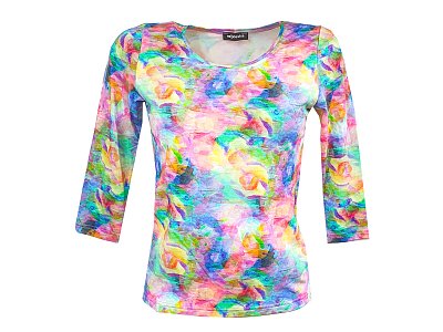 Barevné triko s 3/4 rukávy - vel.38